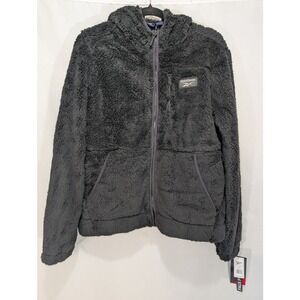 Reebok Women's Plush‎ Fleece Logo Jacket Black Large NWT
